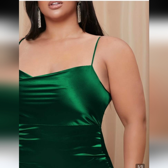 Draped Neck Split Thigh Slip Dress - Picture 5 of 10